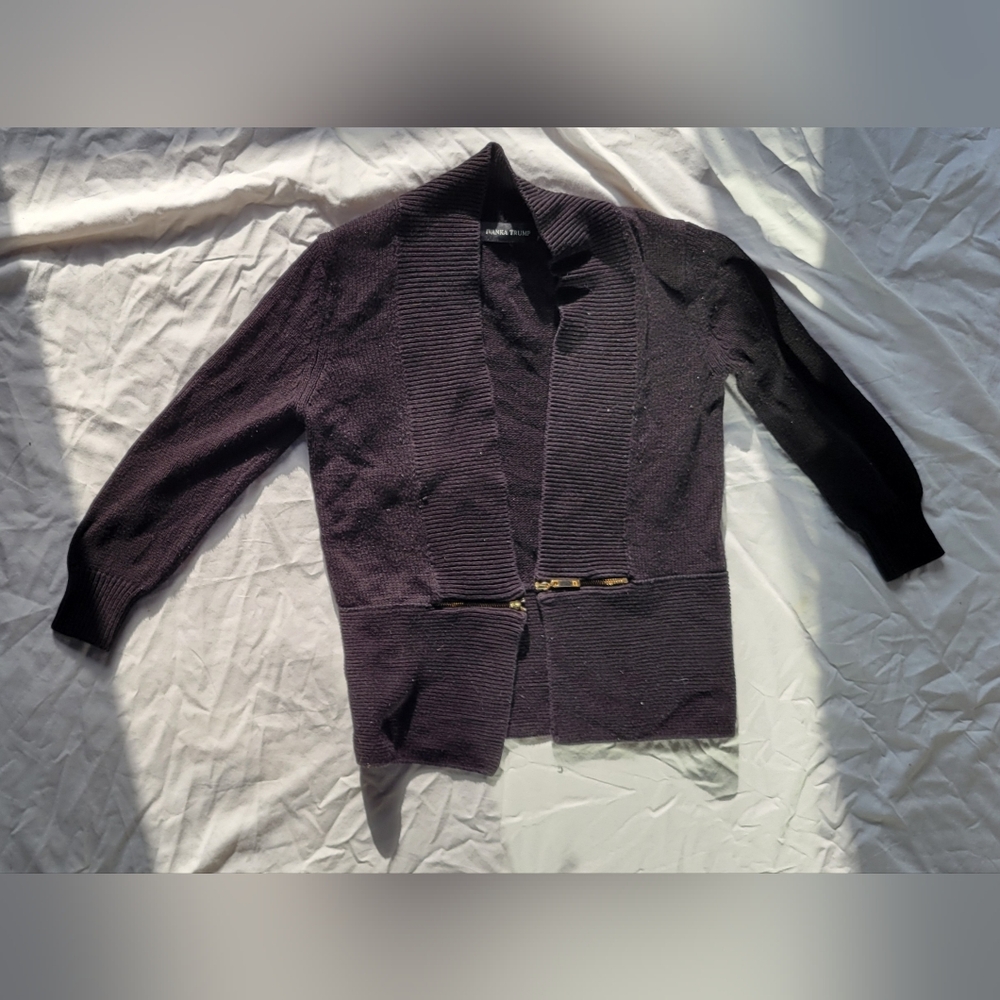 Ivanka Trump Black Ribbed Blazer with Gold Accents